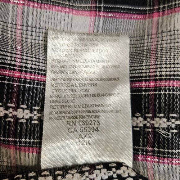 ROCK 47 BY WRANGLER Pink/Black/Grey Plaid Embroidered Western Shirt Size XXL - Picture 10 of 10